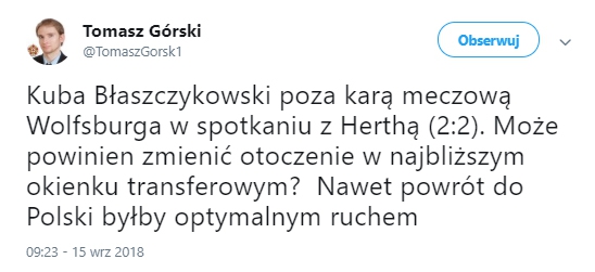 Ciąg dalszy problemów Błaszczykowskiego w Wolfsburgu...